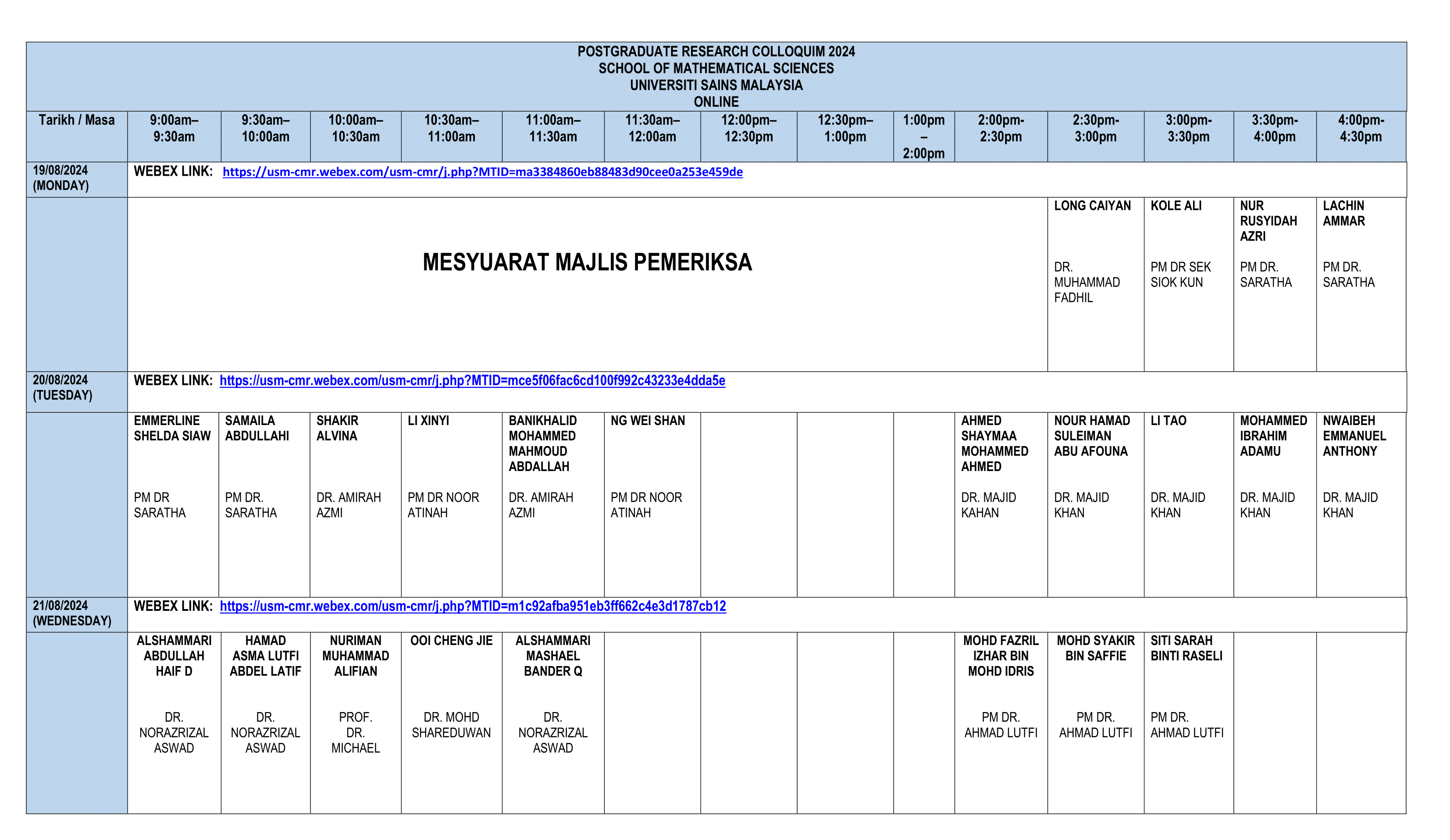 JADUAL KOLOKIUM 2024 WebexLink Student 1